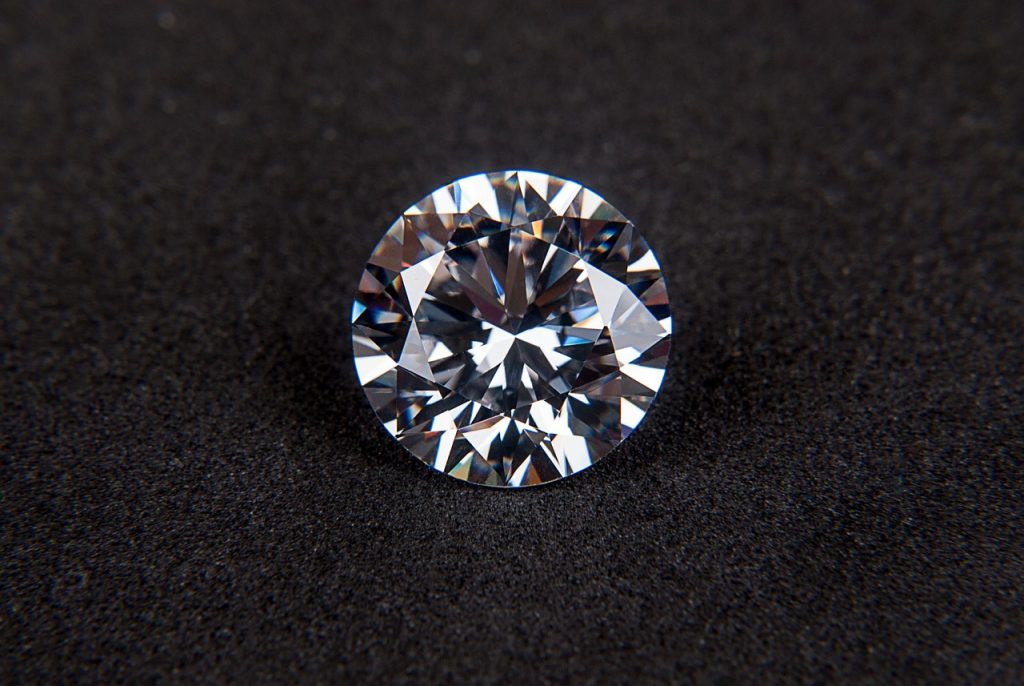 close up of round cut diamond