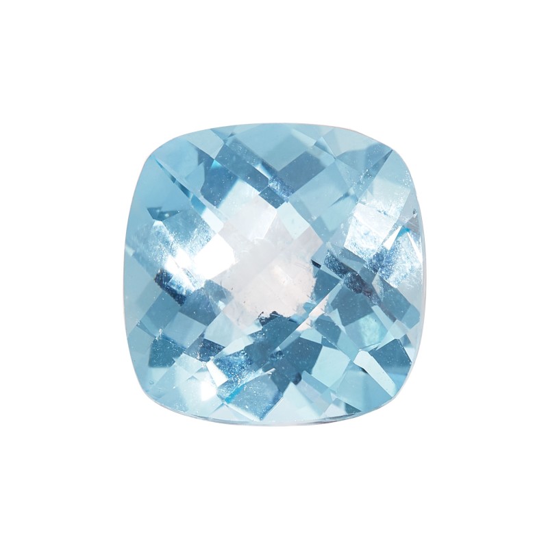14mm Antique Square Double-sided Checkerboard AA Sky Blue Topaz