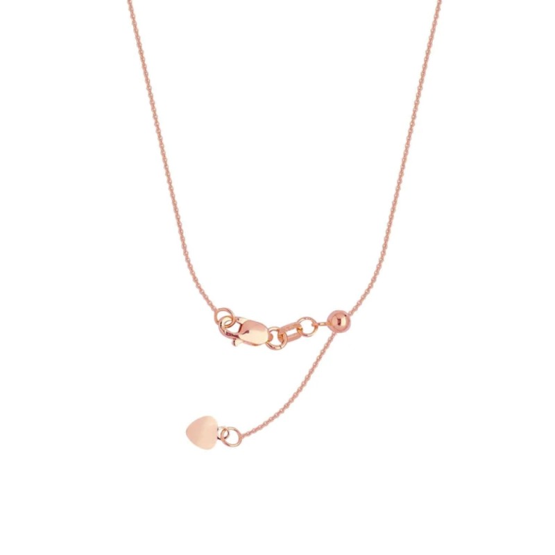 22" 14Kt Rose Gold Adjustable Chain with Lobster Claw & Cute Heart Charm