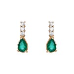 Ladies Emerald Earrings / 14 Kt Y