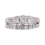 1.250 Ctw Princess Cut Diamond Two-ring Wedding Set / 14 Kt W