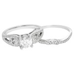 Sterling Silver Cubic Zirconia Ring with matching band