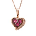 Le Vian Ruby & Diamond Heart Necklace 14kt Strawberry Gold