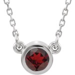 Sterling Silver Imitation Garnet 16" Necklace