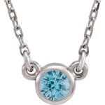 Sterling Silver Imitation Blue Zircon 16" Necklace
