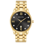 Bulova Men's Classic Diamond Black & Gold Watch