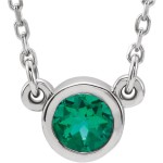 Sterling Silver Imitation Emerald 16" Necklace