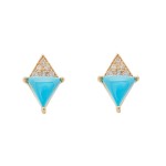 Effy .810 Ctw Turquoise & Diamond Earrings / 14 Kt Y