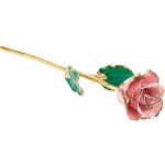 Lacquered Pink Rose with 24kt Gold Trim