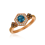 Le Vian 14kt Strawberry Gold Deep Sea Blue Topaz & Diamond Ring