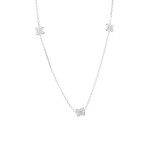 Effy .220 Ctw Diamond Flower Necklace / Sterling Silver