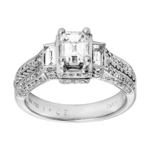 Ladies .650 Ct. / 1.250 Ctw Emerald Cut Diamond Engagement Ring