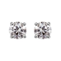 Ladies .400 Ctw Round Cut Diamond Stud Earrings / 14 Kt W