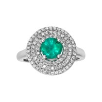 Ladies .350 Ctw Emerald Ring / 14 Kt W