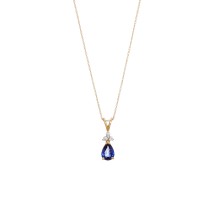 Pear Shape Blue Sapphire and Diamond Pendant