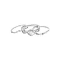 Sterling Silver Cubic Zirconia Ring with Two Matching Bands