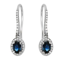 Ladies Sapphire Earrings / 14 Kt W