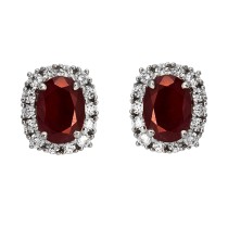 Ladies Ruby Earrings / 18 Kt W