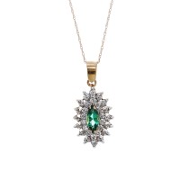 Ladies Emerald Necklace / 14 Kt W
