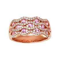 14kr Pink Sapphire and Diamond Ring