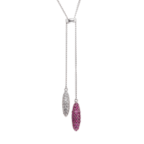 Ladies Ruby Lariat Necklace / Silver
