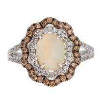 LEVIAN OPAL RING DIAMOND SET IN 14 KARAT WHITE GOLD