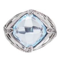 Ladies Blue Topaz Ring / Sterling Silver