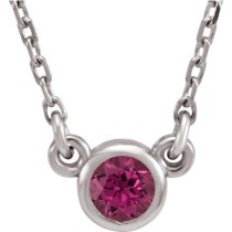 Sterling Silver Imitation Pink Tourmaline 16" Necklace