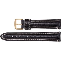 24mm Regular Black Leather Matte Finish Heavy Padded Strap
