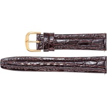 18mm Regular Brown Leather Crocodile Grain Semi-Padded Strap