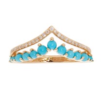 Effy .500 Ctw Turquoise & Diamond Ring / 14 Kt Y
