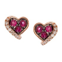 Le Vian Ruby & Diamond Earrings 14kt Strawberry Gold