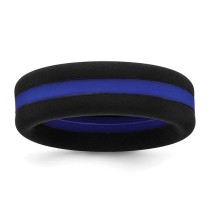 7.5MM Black and Blue Silicone Band