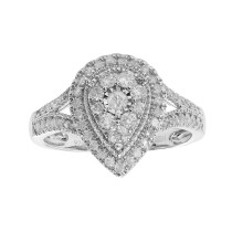 EFFY Sterling Silver 0.59ctw Diamond Pear Shape Fashion Ring