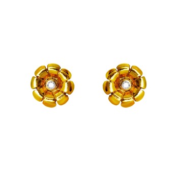 Ladies Yellow Gold Flower Earrings / 14 Kt Y