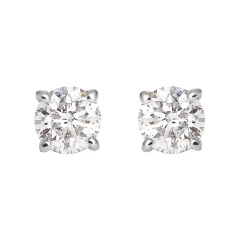 Ladies .720 Ctw Diamond Stud Earrings / 14 Kt W
