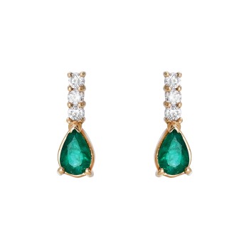 Ladies Emerald Earrings / 14 Kt Y