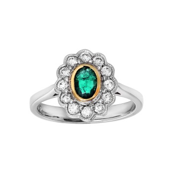 Ladies .250 Ctw Emerald Ring / 14 Kt W