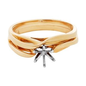 14kt Yellow Gold Cathedral Twist Ring & Matching Band