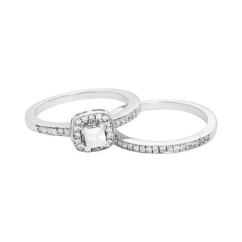 Sterling Silver Cubic Zirconia Ring with matching band