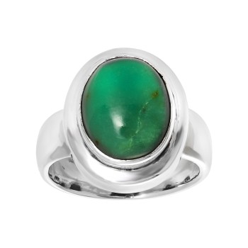Sterling Silver Signet Ring with Green Accent Stone