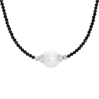 South Sea Pearl and Black Spinel Necklace