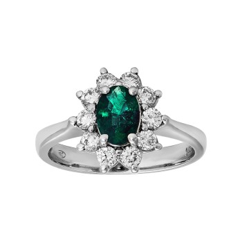 Ladies 1.130 Ctw Emerald Ring / 18 Kt W