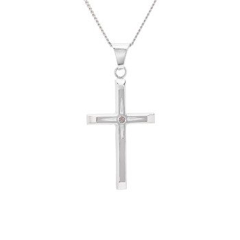 Diamond Cross Necklace / Silver