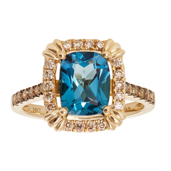 Le Vian Blue Topaz Fashion Ring / 14 Kt Honey Gold
