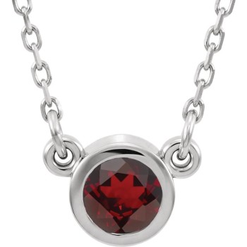 Sterling Silver Imitation Garnet 16" Necklace