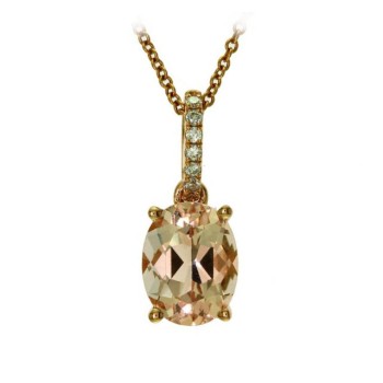 EFFY 14k Rose Gold 1.86ct Morganite/.05ctw Diamond Necklace