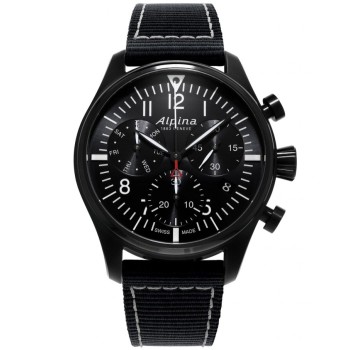 Alpina Men's Startimer Pilot Quartz Chronograph Black Watch