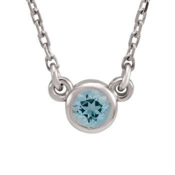 Imitation Aquamarine Necklace / Sterling Silver
