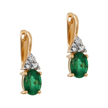 Ladies 1.600 Ctw Emerald Earrings / 14 Kt Y
